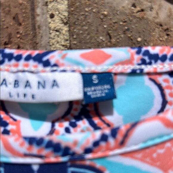 Cabana Life Colorful Geometric Pattern Coral Blue Summer Sun Beach Tie Dress S - Picture 6 of 16